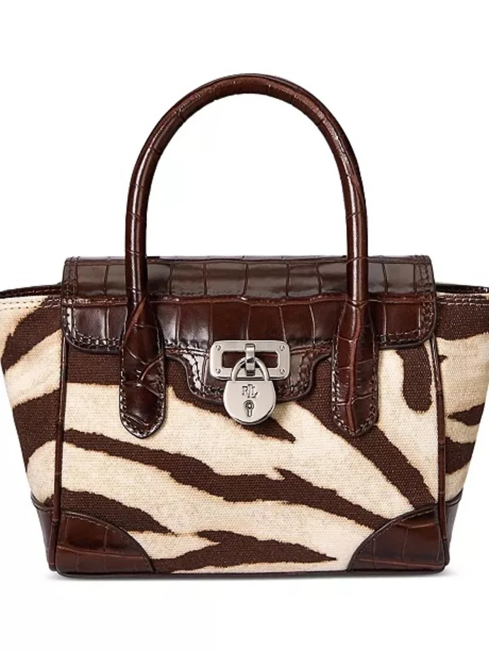 Lauren Ralph Lauren Zebra-Print Canvas Small Tanner Satchel NWT